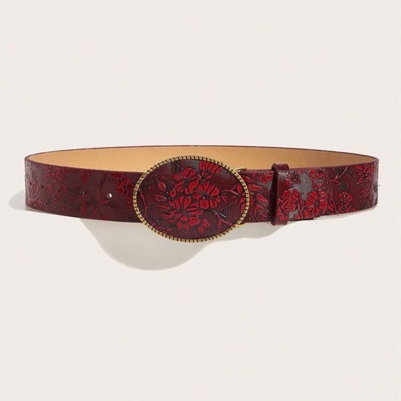 1pc Women's Vintage Metal & PU Grape Print Belt, Suitable For Daily Use - Picture 2 of 4